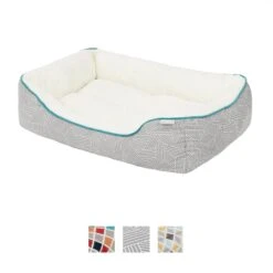 Frisco Sherpa Rectangular Bolster Cat & Dog Bed -WoofyPlay Store 144851 PT2. AC SS1800 V1566404560