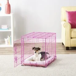 Frisco Fold & Carry Single Door Collapsible Wire Dog Crate, Pink -WoofyPlay Store 160806 PT6. AC SS1800 V1561066044