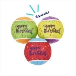 Frisco Birthday Fetch Squeaky Tennis Ball Dog Toy -WoofyPlay Store 162914 PT2. AC SS1800 V1692020013
