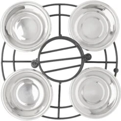 Frisco Multi Pet Feeding 4-Bowls Stainless Steel Dog & Cat Bowls, 0.5 Cup -WoofyPlay Store 213787 PT3. AC SS1800 V1599238894