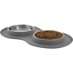 Frisco Double Stainless Steel Pet Bowl With Silicone Mat 10 Frisco Double Stainless Steel Pet Bowl With Silicone Mat -WoofyPlay Store 215986 PT2. AC SS1800 V1591020064
