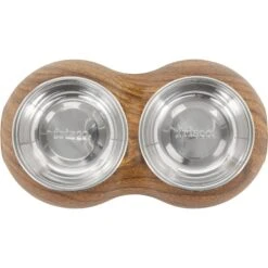 Frisco Double Stainless Steel Bowl, Wood Design -WoofyPlay Store 216068 PT3. AC SS1800 V1591021035