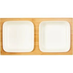 Frisco Square Melamine Dog & Cat Bowl Set With Bamboo Stand -WoofyPlay Store 232076 PT2. AC SS1800 V1605110607