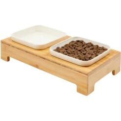 Frisco Square Melamine Dog & Cat Bowl Set With Bamboo Stand -WoofyPlay Store 232076 PT6. AC SS1800 V1684761684