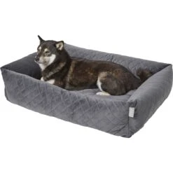 Frisco Velvet Rectangular Bolster Cat & Dog Bed -WoofyPlay Store 232181 PT2. AC SS1800 V1600351586