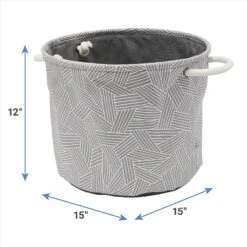 Frisco Round Collapsible Pet Toy Storage Bin, Gray Basket Weave -WoofyPlay Store 250585 PT2. AC SS1800 V1613774793