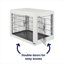 Frisco Double Door Furniture Style Dog Crate, White -WoofyPlay Store 253029 PT3. AC SS1800 V1617644305