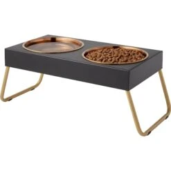 Frisco Copper Stainless Steel Elevated Foldable Double Dog & Cat Bowls -WoofyPlay Store 253060 PT3. AC SS1800 V1616594251