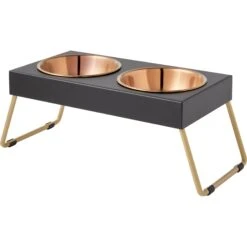 Frisco Copper Stainless Steel Elevated Foldable Double Dog & Cat Bowls -WoofyPlay Store 253060 PT6. AC SS1800 V1616595426