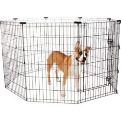 Frisco Heavy Duty Fold & Carry Double Door Collapsible Wire Dog Crate & Frisco Wire Dog & Small Pet Exercise Pen With Step-Through Door -WoofyPlay Store 255537 PT4. AC SS1800 V1603646503