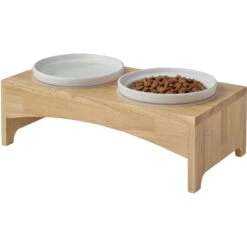 Frisco Ceramic Dog & Cat Double Diner With Elevated Wood Stand -WoofyPlay Store 256052 PT4. AC SS1800 V1615311799