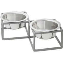 Frisco Elevated Diamond Stainless Steel Double Diner Dog & Cat Bowl -WoofyPlay Store 257147 PT2. AC SS1800 V1612365678