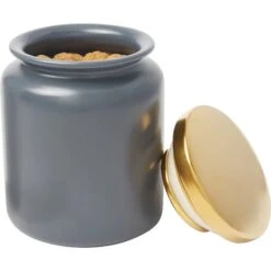 Frisco Modern Gold Rim Ceramic Treat Jar -WoofyPlay Store 270190 PT6. AC SS1800 V1627669999