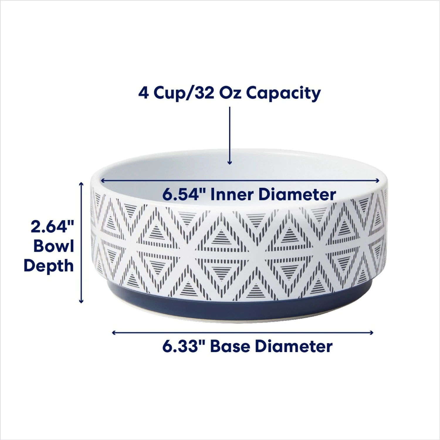 Frisco Geometric Triangles Non-skid Ceramic Dog & Cat Bowl 2 Frisco Geometric Triangles Non-skid Ceramic Dog & Cat Bowl - Image 2
