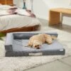 Frisco Chambray Orthopedic Corner Sofa Bolster Dog Bed W/Removable Cover
