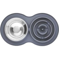 Frisco Silicone Stainless Steel Double Diner Slow Feeder Dog & Cat Bowl, Grey, 3 Cup 8 Frisco Silicone Stainless Steel Double Diner Slow Feeder Dog & Cat Bowl, Grey, 3 Cup -WoofyPlay Store 277549 PT4. AC SS1800 V1627935299