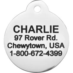 Frisco Chewy Stainless Steel Personalized Dog & Cat ID Tag With Enamel Infill, Round -WoofyPlay Store 281947 PT4. AC SS1800 V1622726244