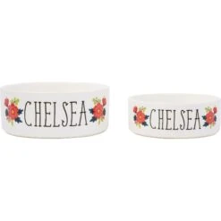 Frisco Flower Ceramic Personalized Dog Bowl 12 Frisco Flower Ceramic Personalized Dog Bowl -WoofyPlay Store 286985 PT5. AC SS1800 V1625860262