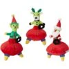 Frisco Holiday Alien Santa & Friends UFO's Plush Squeaky Dog Toy, 3 Count