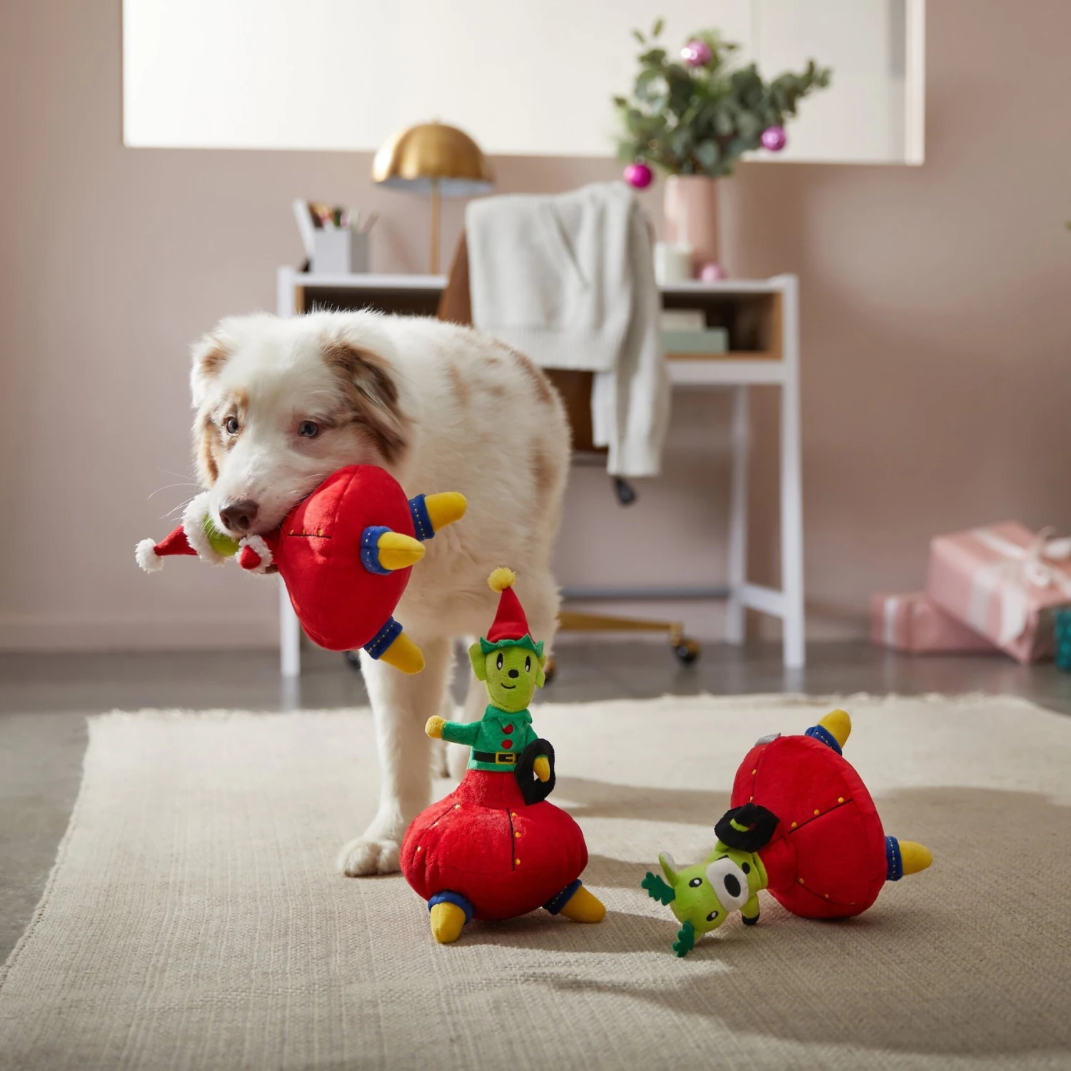 Frisco Holiday Alien Santa & Friends UFO's Plush Squeaky Dog Toy, 3 Count 3 Frisco Holiday Alien Santa & Friends UFO's Plush Squeaky Dog Toy, 3 Count - Image 3