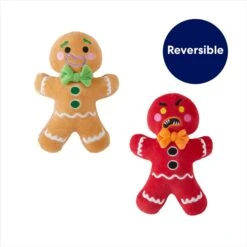 Frisco Holiday Naughty Or Nice Gingerbread Man Reversible Plush Squeaky Dog Toy -WoofyPlay Store 287217 PT2. AC SS1800 V1695045721