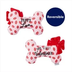 Frisco Valentine My First Valentine's Bone Reversible Plush Squeaky Dog Toy -WoofyPlay Store 298945 PT2. AC SS1800 V1703016817