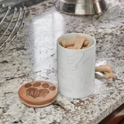 Frisco Ceramic Marble Print Personalized Treat Jar With Wood Lid, 3.75 Cups 8 Frisco Ceramic Marble Print Personalized Treat Jar With Wood Lid, 3.75 Cups -WoofyPlay Store 301181 PT2. AC SS1800 V1630332462