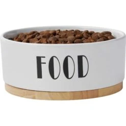 Frisco Ceramic Water Dog & Cat Bowl With Wood Base & Frisco Ceramic Food Dog & Cat Bowl With Wood Base -WoofyPlay Store 302424 PT5. AC SS1800 V1623085049