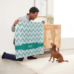 Frisco Personalized Subtle Chevron Soft Fleece Cat & Dog Blanket, 30" X 40" -WoofyPlay Store 304003 PT5. AC SS1800 V1637610297