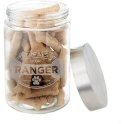 Frisco "Doggie Treats" Glass Personalized Treat Jar With Lid, 5 Cup, 40oz -WoofyPlay Store 309520 PT3. AC SS1800 V1645206087