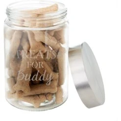 Frisco Paw Print Glass Personalized Treat Jar With Lid, 5 Cup, 40oz -WoofyPlay Store 309522 PT3. AC SS1800 V1645206096