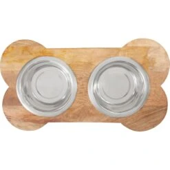 Frisco Premium Wood Elevated Bone Shape Stainless Steel Double Diner Dog & Cat Bowl, 3 Cup 10 Frisco Premium Wood Elevated Bone Shape Stainless Steel Double Diner Dog & Cat Bowl, 3 Cup -WoofyPlay Store 331497 PT4. AC SS1800 V1657656894
