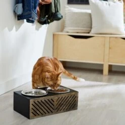 Frisco Premium Wood Elevated Stainless Steel Double Diner Dog & Cat Bowl, Black, 3 Cup 9 Frisco Premium Wood Elevated Stainless Steel Double Diner Dog & Cat Bowl, Black, 3 Cup -WoofyPlay Store 331509 PT3. AC SS1800 V1657656894