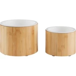 Frisco Elevated Non-Skid Bamboo Melamine Dog Bowl With Bamboo Stand -WoofyPlay Store 363391 PT5. AC SS1800 V1657657268
