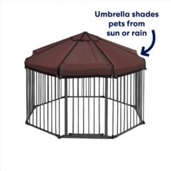 Frisco Outdoor Galvanized Steel 8-Panel Configurable Gate And Playpen With Oxford Roof -WoofyPlay Store 507086 PT2. AC SS1800 V1669212042