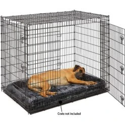 Frisco Heavy Duty Single Door Wire Dog Crate & MidWest Quiet Time Fleece Dog Crate Mat -WoofyPlay Store 933510 PT8. AC SS1800 V1692303357