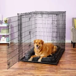 Frisco Heavy Duty Enhanced Lock Double Door Fold & Carry Wire Dog Crate & Mat Kit & MidWest Quiet Time Fleece Dog Crate Mat -WoofyPlay Store 947398 PT8. AC SS1800 V1693920163