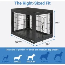 Frisco Double Door Furniture Style Dog Crate, Black & Frisco Swirl Dog Crate Mat -WoofyPlay Store 947710 PT2. AC SS1800 V1693920105