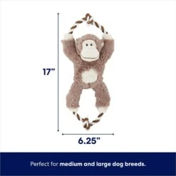 Frisco Monkey Plush With Rope Squeaky Dog Toy & Frisco Cow Plush With Inside Rope Squeaky Dog Toy -WoofyPlay Store 961998 PT2. AC SS1800 V1694784008