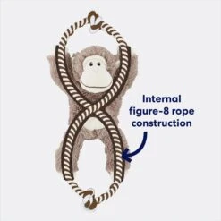 Frisco Monkey Plush With Rope Squeaky Dog Toy & Frisco Cow Plush With Inside Rope Squeaky Dog Toy -WoofyPlay Store 961998 PT3. AC SS1800 V1694784008