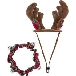 Frisco Jingle Bells Dog & Cat Holiday Collar With Bells, 1 Count & Frisco Holiday Antler Headband & Bell Collar Dog & Cat Costume -WoofyPlay Store 986294 PT5. AC SS1800 V1698258116
