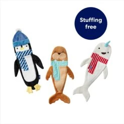 Frisco Holiday Ho Ho Ho Fetch Squeaky Tennis Ball Dog Toy & Frisco Holiday Arctic Friends Stuffing-Free Skinny Plush Squeaky Dog Toy -WoofyPlay Store 986310 PT7. AC SS1800 V1698258405